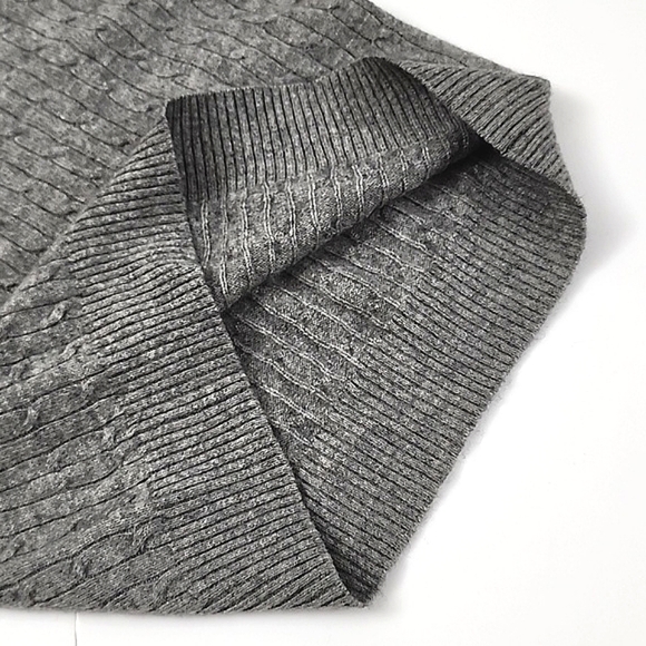 Pure Cashmere Women's Cable Knit Grey 100% Cashmere V-Neck Pullover Sweater Sz S - Picture 6 of 11